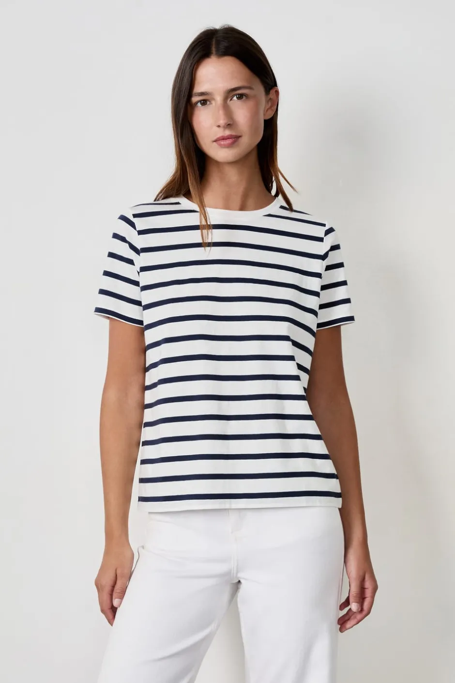 ETAM Cuello Redondo|Manga Corta|Camiseta de manga corta marinera BEIGE