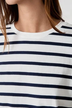 ETAM Cuello Redondo|Manga Corta|Camiseta de manga corta marinera BEIGE