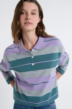 ETAM Manga Larga|De Rayas|Camiseta de manga larga con cuello polo parma
