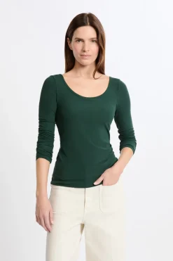 ETAM Cuello Redondo|Manga Larga|Camiseta de manga larga con cuello bailarina y sujetador integrado ESMERALDA