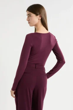 ETAM Cuello En V|Manga Larga|Camiseta de manga larga con anilla MORADO