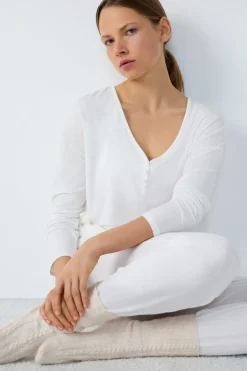 ETAM Pijamas Esenciales|Partes De Arriba De Pijama|Camiseta de manga larga de pijama de modal CRUDO