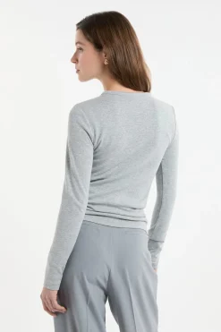 ETAM Cuello Redondo|Manga Larga|Camiseta de manga larga de algodón GRIS