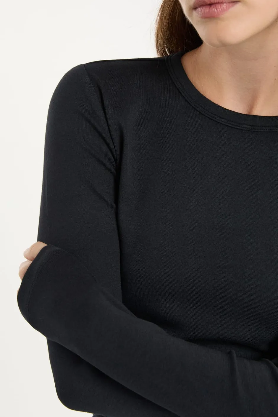 ETAM Manga Larga|Camisetas|Camiseta de manga larga de algodón NEGRO