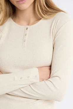ETAM Los Pijamas Más Responsables|Partes De Arriba De Pijama|Camiseta de manga larga de algodón con botones BEIGE