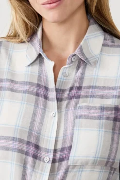 ETAM Camisones Con Manga|Los Pijamas Más Responsables|Camiseta de pijama a cuadros GRIS