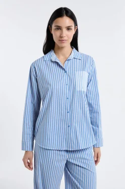 ETAM Los Pijamas Más Responsables|Partes De Arriba De Pijama|Camiseta de pijama a rayas AZUL CIELO