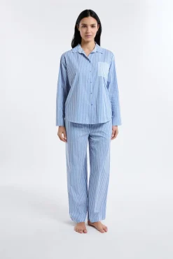 ETAM Los Pijamas Más Responsables|Partes De Arriba De Pijama|Camiseta de pijama a rayas AZUL CIELO