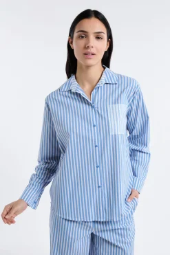 ETAM Los Pijamas Más Responsables|Partes De Arriba De Pijama|Camiseta de pijama a rayas AZUL CIELO