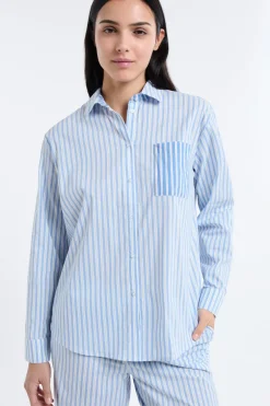 ETAM Los Pijamas Más Responsables|Partes De Arriba De Pijama|Camiseta de pijama a rayas AZUL