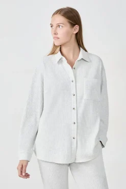 ETAM Homewear|Pijamas Calentitos|Camiseta de pijama acanalada GRIS CLARO