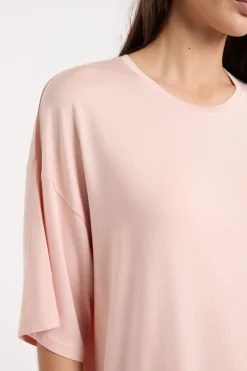 ETAM Los Pijamas Más Responsables|Pijamas Esenciales|Camiseta de pijama con cuello redondo ancho ROSA EMPOLVADO