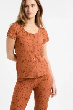 ETAM Los Pijamas Más Responsables|Partes De Arriba De Pijama|Camiseta de pijama con estampado de corazones MARR&Oacute;N