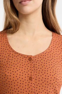 ETAM Los Pijamas Más Responsables|Partes De Arriba De Pijama|Camiseta de pijama con estampado de corazones MARR&Oacute;N