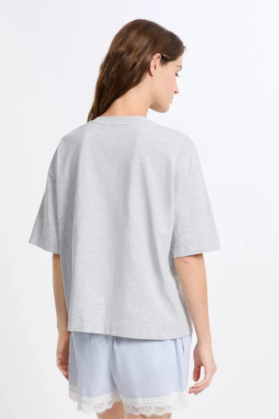 ETAM Partes De Arriba De Pijama|Los Pijamas Más Responsables|Camiseta de pijama de algodón con estampado de gatos GRIS