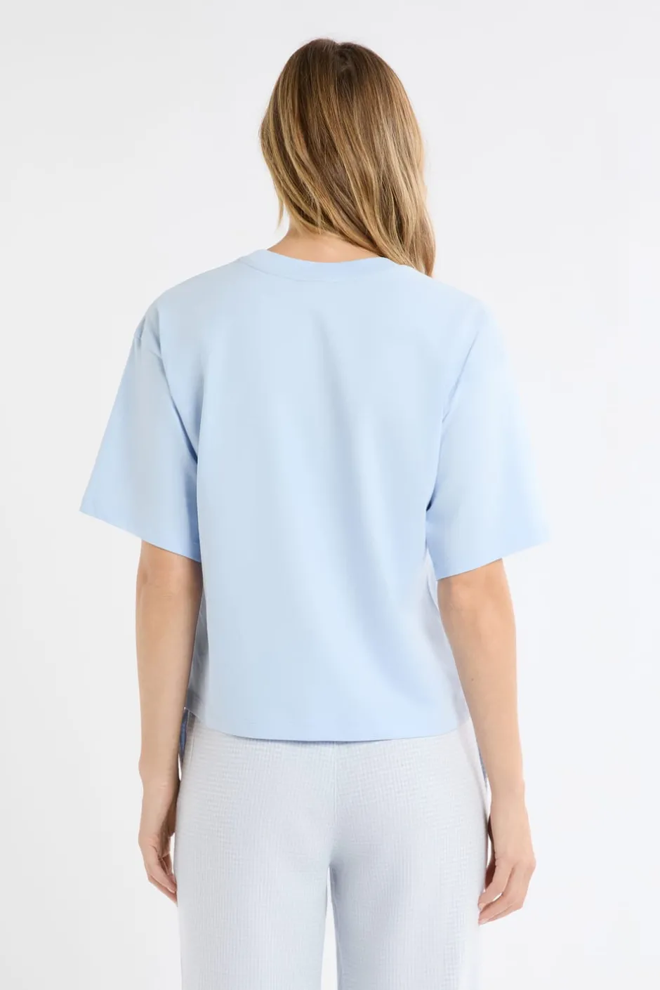 ETAM Los Pijamas Más Responsables|Partes De Arriba De Pijama|Camiseta de pijama de algodón con estampado AZUL CIELO