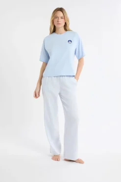 ETAM Los Pijamas Más Responsables|Partes De Arriba De Pijama|Camiseta de pijama de algodón con estampado AZUL CIELO