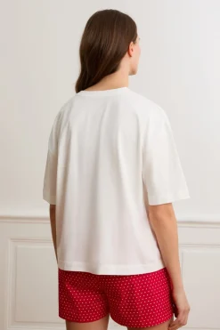 ETAM Los Pijamas Más Responsables|Partes De Arriba De Pijama|Camiseta de pijama de algodón con ilustración «Paris» BLANCO