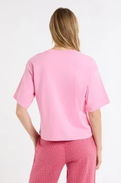 ETAM Los Pijamas Más Responsables|Partes De Arriba De Pijama|Camiseta de pijama de algodón con estampado ROSA