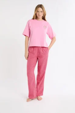 ETAM Los Pijamas Más Responsables|Partes De Arriba De Pijama|Camiseta de pijama de algodón con estampado ROSA