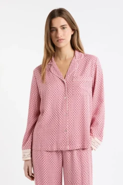 ETAM Los Pijamas Más Responsables|Partes De Arriba De Pijama|Camiseta de pijama de manga larga estampada ROSA