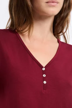 ETAM Pijamas Esenciales|Partes De Arriba De Pijama|Camiseta de pijama de manga larga BURDEOS GRANATE