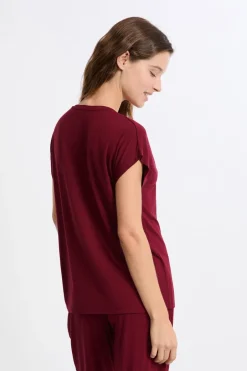 ETAM Pijamas Esenciales|Partes De Arriba De Pijama|Camiseta de pijama de manga corta BURDEOS GRANATE