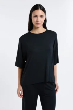 ETAM Los Pijamas Más Responsables|Pijamas Esenciales|Camiseta de pijama de modal NEGRO