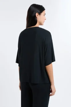 ETAM Los Pijamas Más Responsables|Pijamas Esenciales|Camiseta de pijama de modal NEGRO