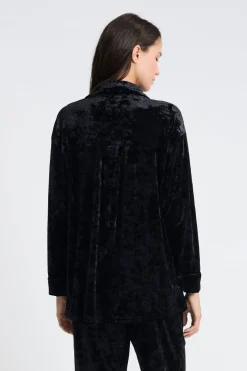 ETAM Partes De Arriba De Pijama|Los Pijamas Más Responsables|Camiseta de pijama de terciopelo NEGRO