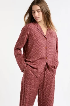 ETAM Los Pijamas Más Responsables|Partes De Arriba De Pijama|Camiseta de pijama estampada BURDEOS GRANATE