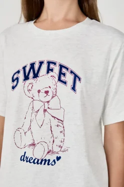 ETAM Partes De Arriba De Pijama|Los Pijamas Más Responsables|Camiseta de pijama estampada GRIS CLARO