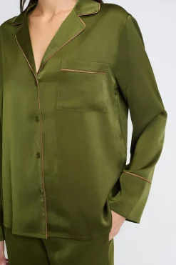 ETAM Partes De Arriba De Pijama|Camiseta de pijama satinada con estampados KAKI
