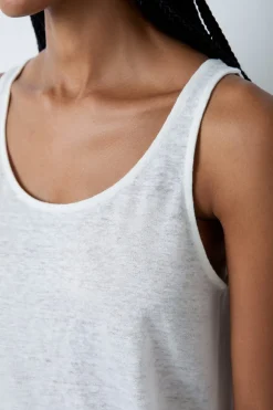 ETAM Pijamas Esenciales|Partes De Arriba De Pijama|Camiseta de tirantes 100% lino CRUDO