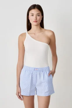 ETAM Partes De Arriba De Pijama|Los Pijamas Más Responsables|Camiseta de tirantes asimétrica de algodón BLANCO