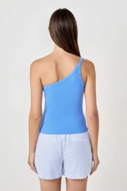 ETAM Partes De Arriba De Pijama|Los Pijamas Más Responsables|Camiseta de tirantes asimétrica de algodón AZUL CLARO