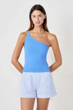 ETAM Partes De Arriba De Pijama|Los Pijamas Más Responsables|Camiseta de tirantes asimétrica de algodón AZUL CLARO