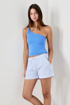 ETAM Partes De Arriba De Pijama|Los Pijamas Más Responsables|Camiseta de tirantes asimétrica de algodón AZUL CLARO