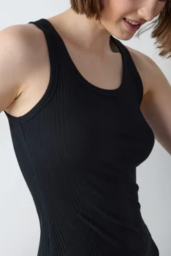 ETAM Partes De Arriba De Pijama|Los Pijamas Más Responsables|Camiseta de tirantes canalé NEGRO