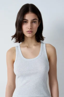 ETAM Partes De Arriba De Pijama|Los Pijamas Más Responsables|Camiseta de tirantes de algodón acanalado GRIS
