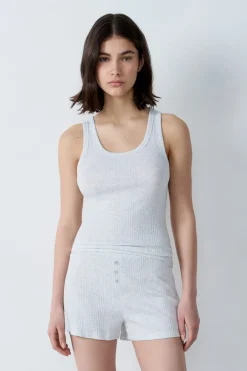 ETAM Partes De Arriba De Pijama|Los Pijamas Más Responsables|Camiseta de tirantes de algodón acanalado GRIS