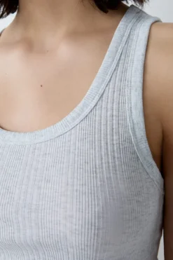 ETAM Partes De Arriba De Pijama|Los Pijamas Más Responsables|Camiseta de tirantes de algodón acanalado GRIS