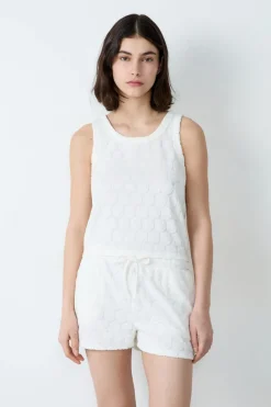 ETAM Partes De Arriba De Pijama|Los Pijamas Más Responsables|Camiseta de tirantes en rizo de algodón Smiley®ORIGINALS BLANCO
