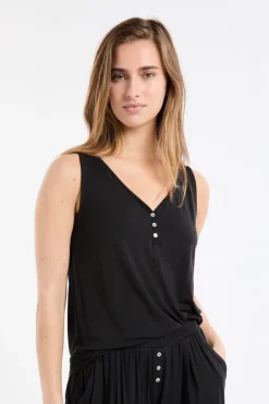 ETAM Pijamas Esenciales|Partes De Arriba De Pijama|Camiseta de tirantes lisa NEGRO