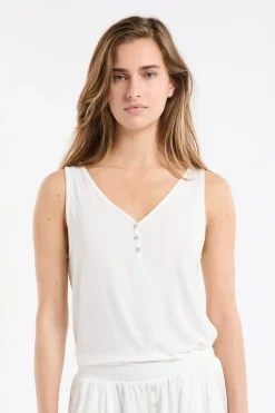 ETAM Pijamas Esenciales|Partes De Arriba De Pijama|Camiseta de tirantes lisa BLANCO CRUDO