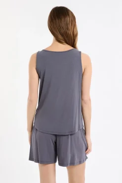 ETAM Pijamas Esenciales|Partes De Arriba De Pijama|Camiseta de tirantes lisa ANTRACITA