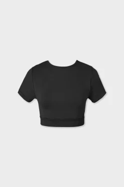 ETAM Tops Deporte|Braguitas Deportivas|Camiseta deportiva de manga corta 2 en 1 NEGRO