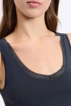 ETAM Colección Térmica|Pijamas Esenciales|Camiseta interior de tejido térmico AZUL NOCHE