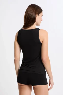 ETAM Colección Térmica|Pijamas Esenciales|Camiseta interior de tejido térmico NEGRO