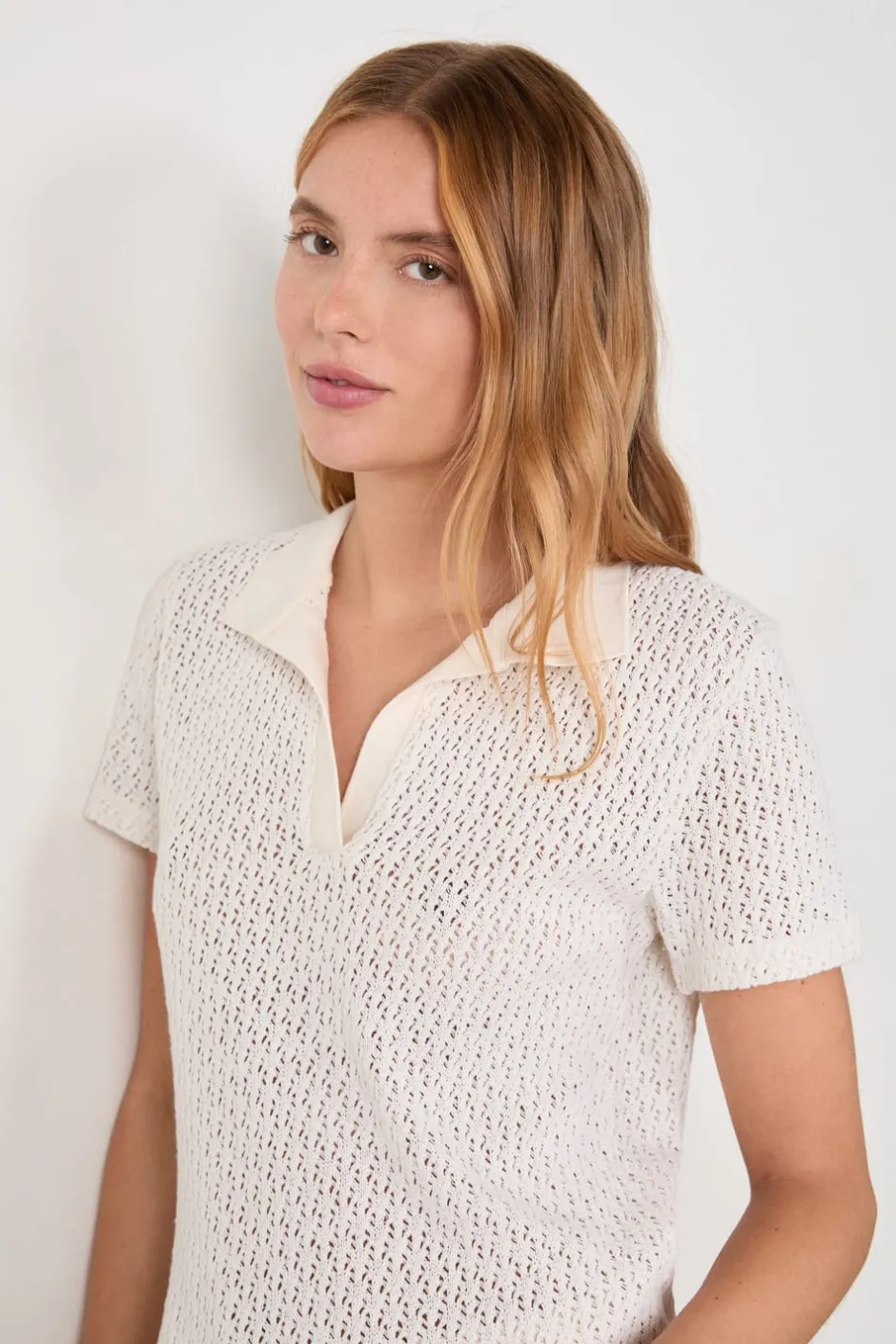 ETAM Manga Corta|Camisetas|Camiseta polo manga corta BLANCO ROTO